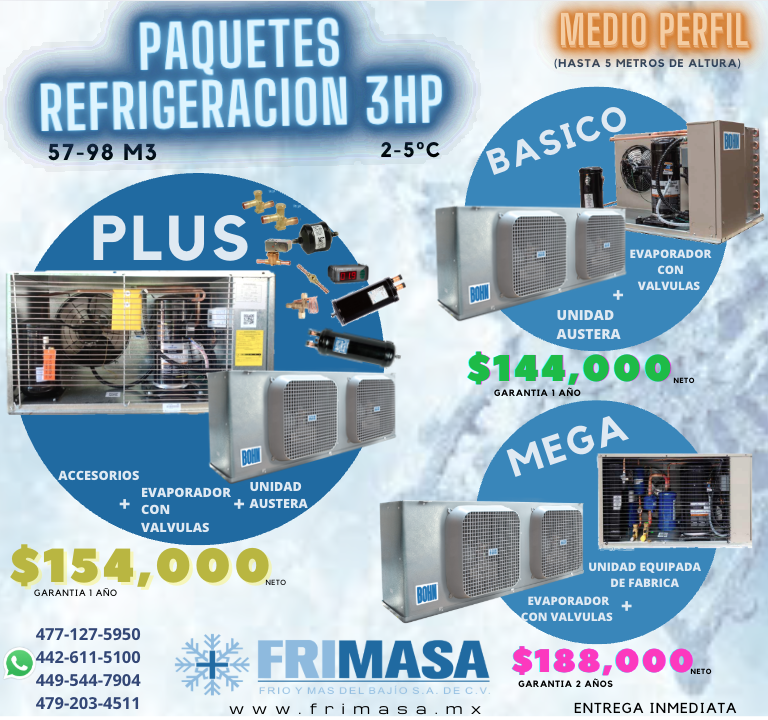 PAQUETES 3HP REFRIGERACION MEDIO PERFIL